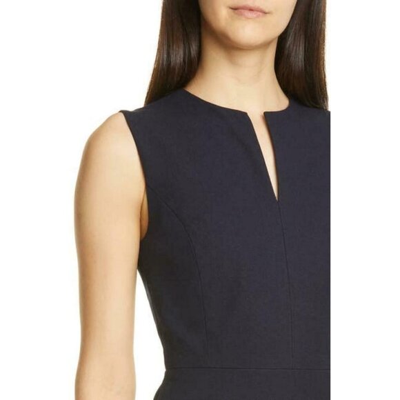 🆕NORDSTROM SIGNATURE Little Black Dress Split Neck Sheath Small - Picture 4 of 13